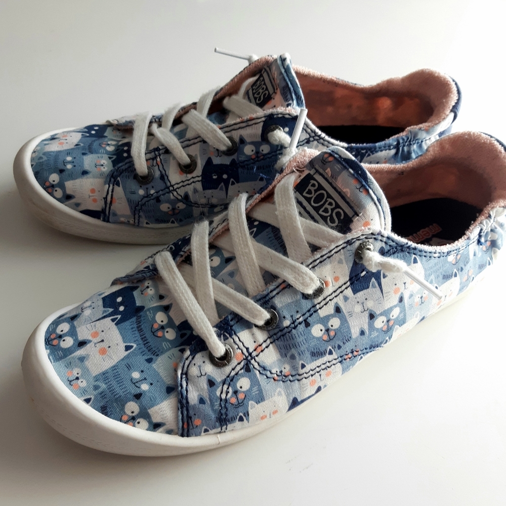 Skechers BOBS Beach Bingo Kitty Concert sneakers womens 8